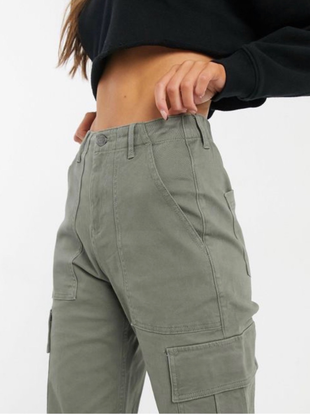 Hollister NWT- High-Rise Light Olive Cargo pants for Women